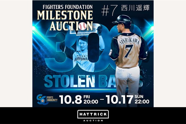 スポーツチーム公認オークション「HATTRICK」、西川遥輝選手通算300盗塁達成記念 北海道日本ハムファイターズ マイルストーン・オークションを開催！ のサブ画像1