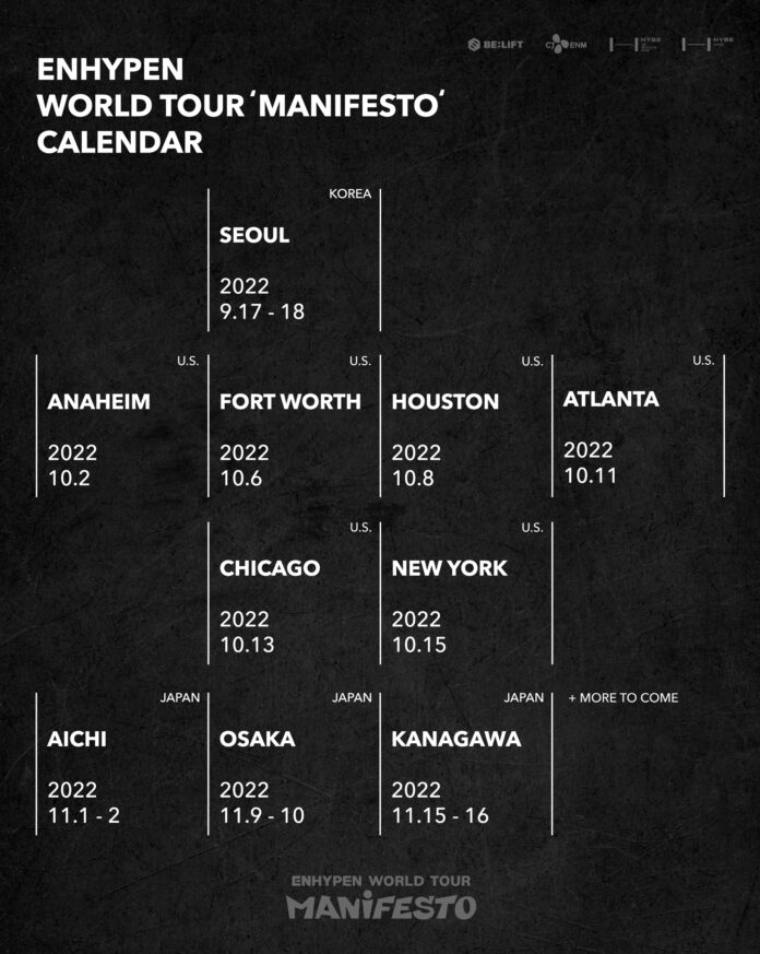 “K-POPライジングスター”ENHYPENの初ワールドツアー『ENHYPEN WORLD TOUR 'MANIFESTO'』開催決定！のメイン画像