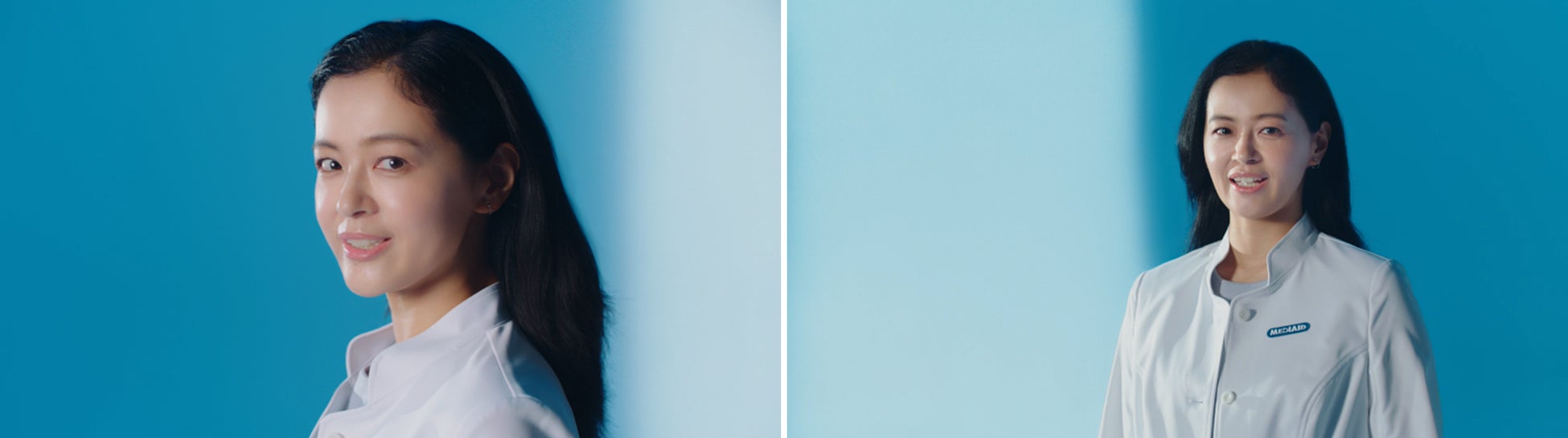 「しっかりきいてる？」黒谷友香さんが白衣をまとい“快適性”を追求する研究員として登場！！MEDIAIDサポーター新TVCM「腰サポーターNo.1」篇を公開のサブ画像2_▲薄いブルーのライティングに映える黒谷さん