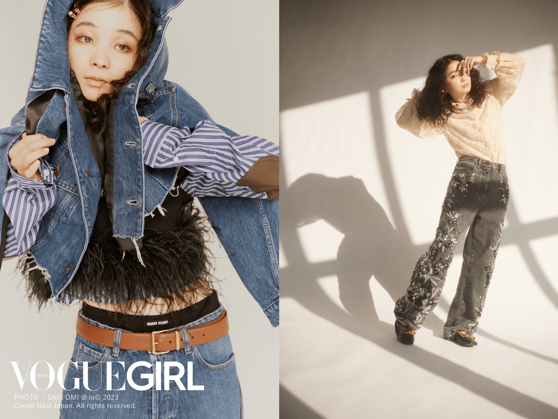 『VOGUE GIRL』の人気企画「GIRL OF THE MONTH」に福地桃子が登場！ロマンティックに夢見る、儚くて甘いデニムストーリーのサブ画像1_VOGUE GIRL PHOTO：SAKI OMI @ io © 2023 Condé Nast Japan. All rights reserved.