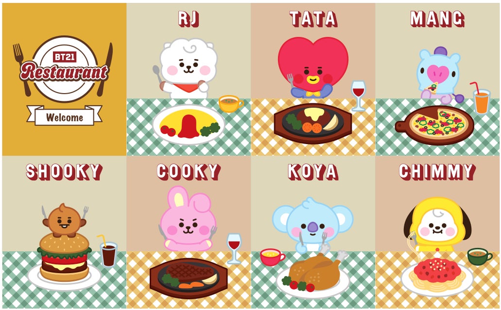 LINE FRIENDSのグローバル人気キャラクターブランド『BT21』オリジナルデザイン「Restaurant ～レストラン～」TSUTAYA限定商品が発売！のサブ画像1