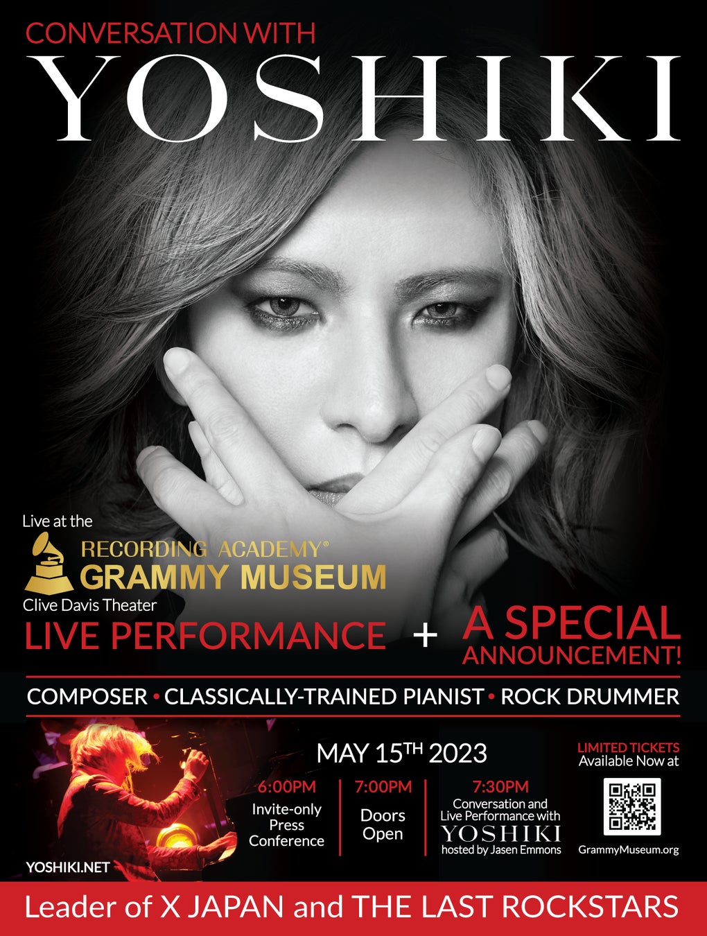 YOSHIKI　5月15日 米グラミーミュージアムに招かれ世界規模の発表とライブパフォーマンスを開催のサブ画像1