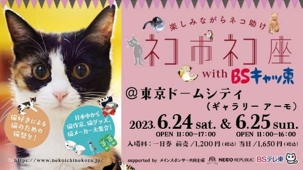 保護猫はかわいい！を広めるイベント「ネコ市ネコ座＠東京ドームシティwith BSキャッ東」豪華なゲストのステージプログラム解禁！猫好きによる保護猫のための日本最大級保護猫イベントは6月24日25日開催のサブ画像2