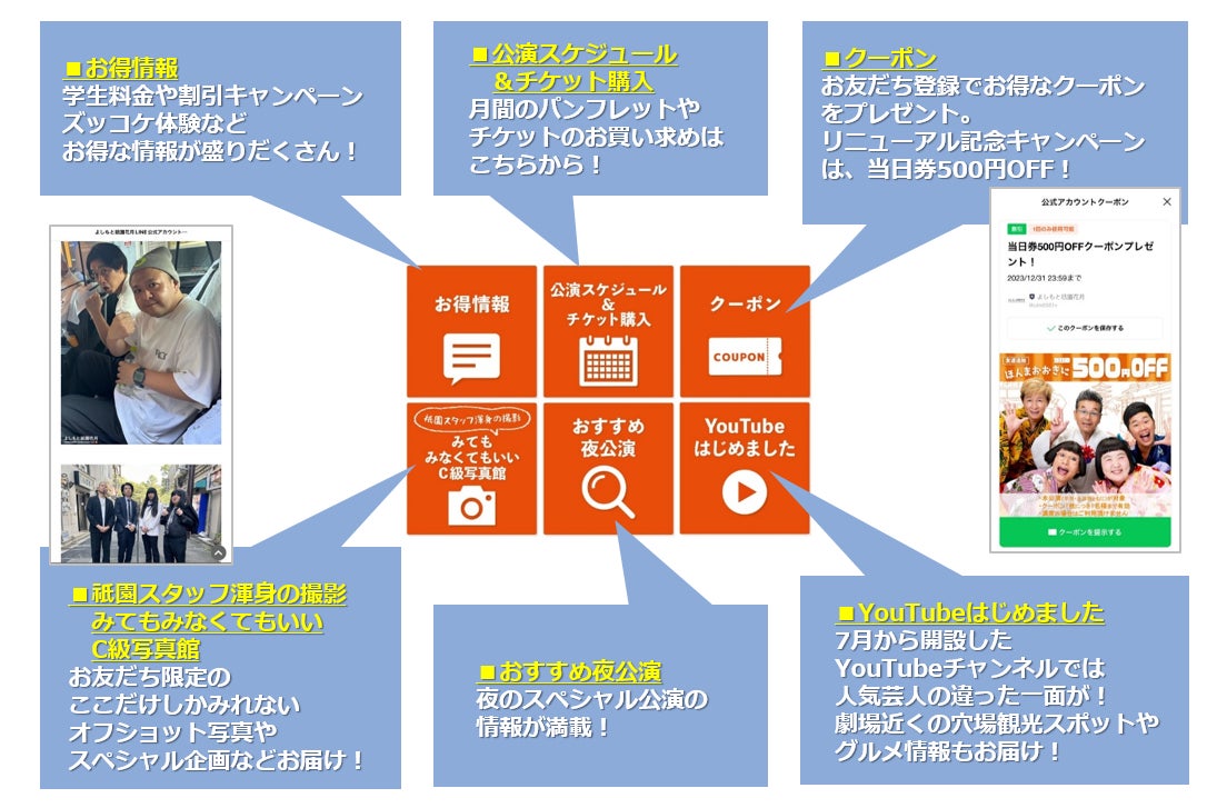 お得な情報が、もっと手軽にあなたのスマホに！よしもと祇園花月LINE公式アカウントリニューアルオープン！のサブ画像2