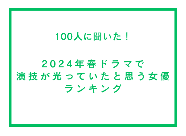 2024年春ドラマで演技が光っていたと思う女優ランキング【100人へのアンケート調査】のサブ画像1