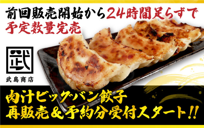 24時間で完売した「肉汁ビッグバン餃子」!武島たけし監修、数量限定の再販売スタート!のメイン画像